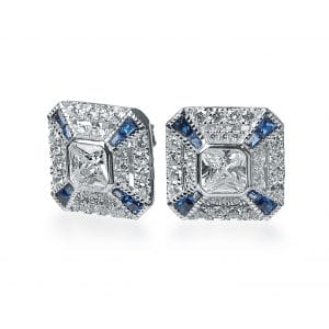 Quad Blue Silver Earring