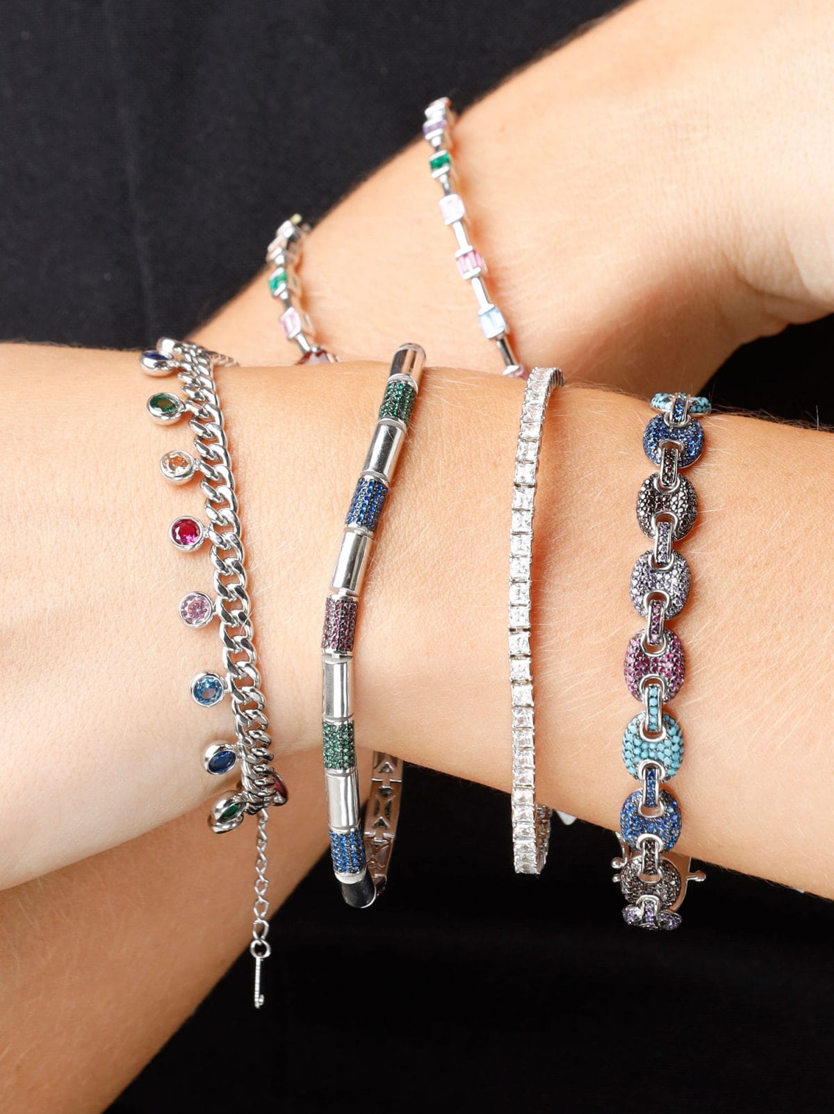 Fancy TriColor Silver Bracelet High Street Jewelry