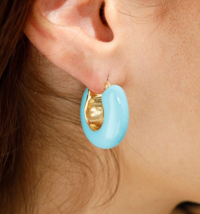 Light Enamel Yellow Hoop Earring