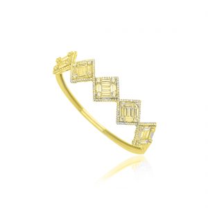 Square Baguette Yellow Silver Bangle