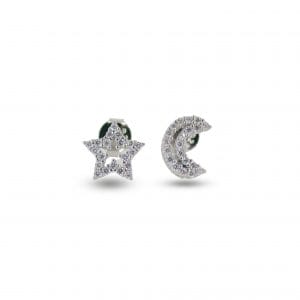 Moon Star Silver Stud Earring