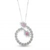 Spiral Silver Necklace with Pink Stone