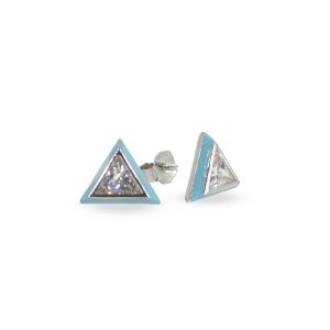 Sky Blue Small Triangle Silver Earring Dubai