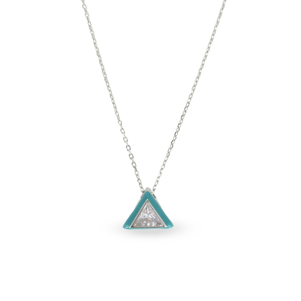 Dark Small Triangle Silver Necklace