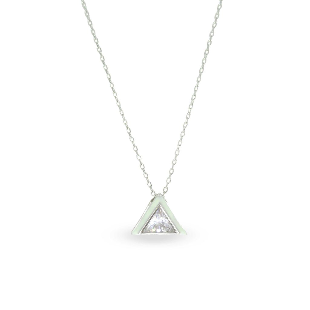White Small Triangle Silver Necklace