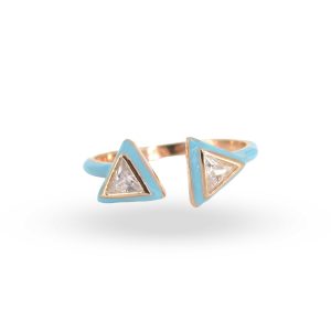 Triangle Light Blue Silver Ring