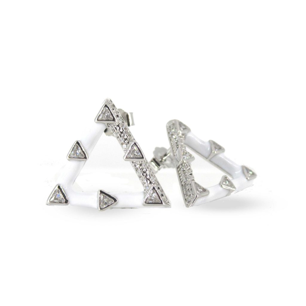 White crystal triangle earring