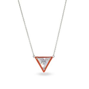 Silver Triangle Red Pendent Silver Necklace