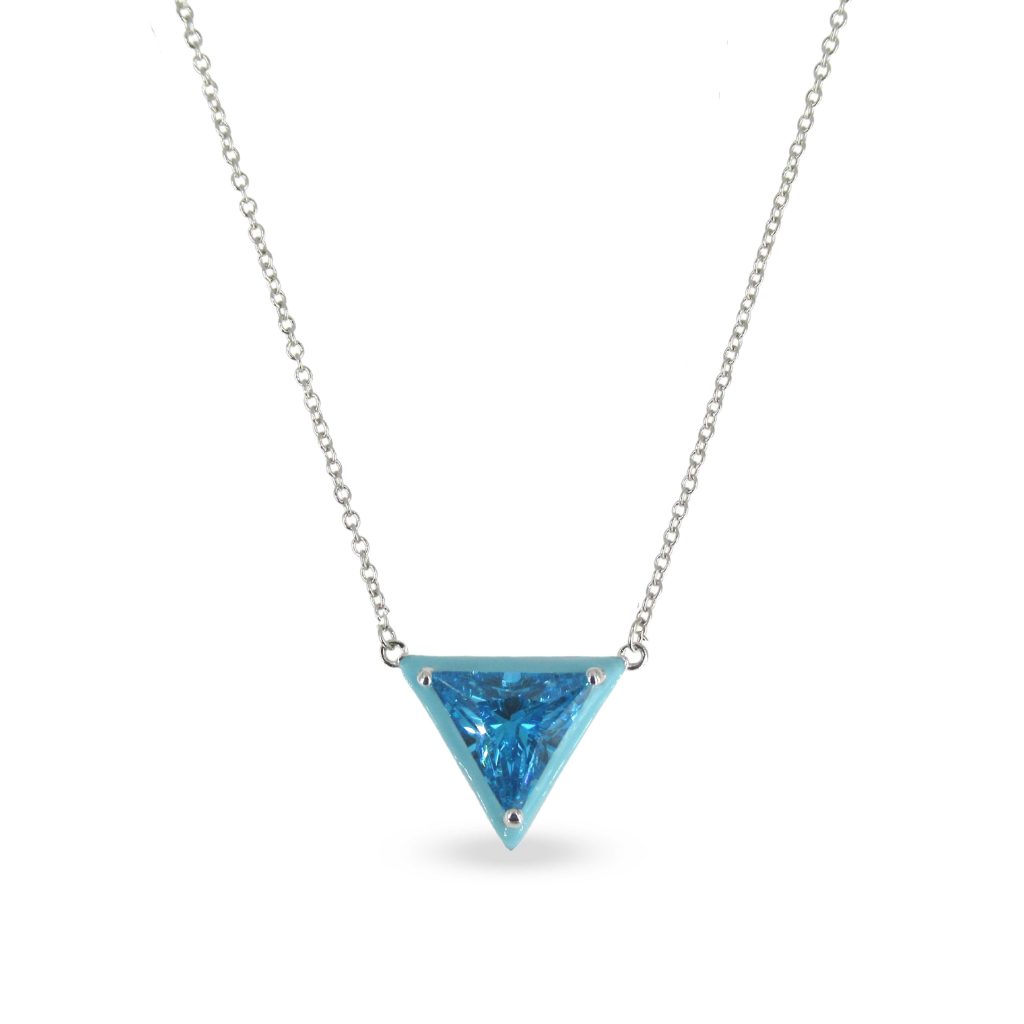 Silver Triangle Blue Pendent Necklace Dubai