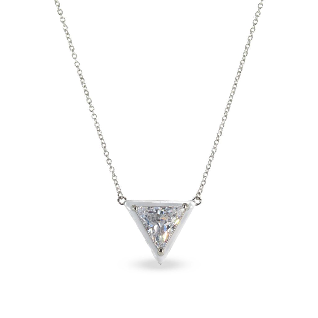 Rhodium Plated Triangle Silver Pendent