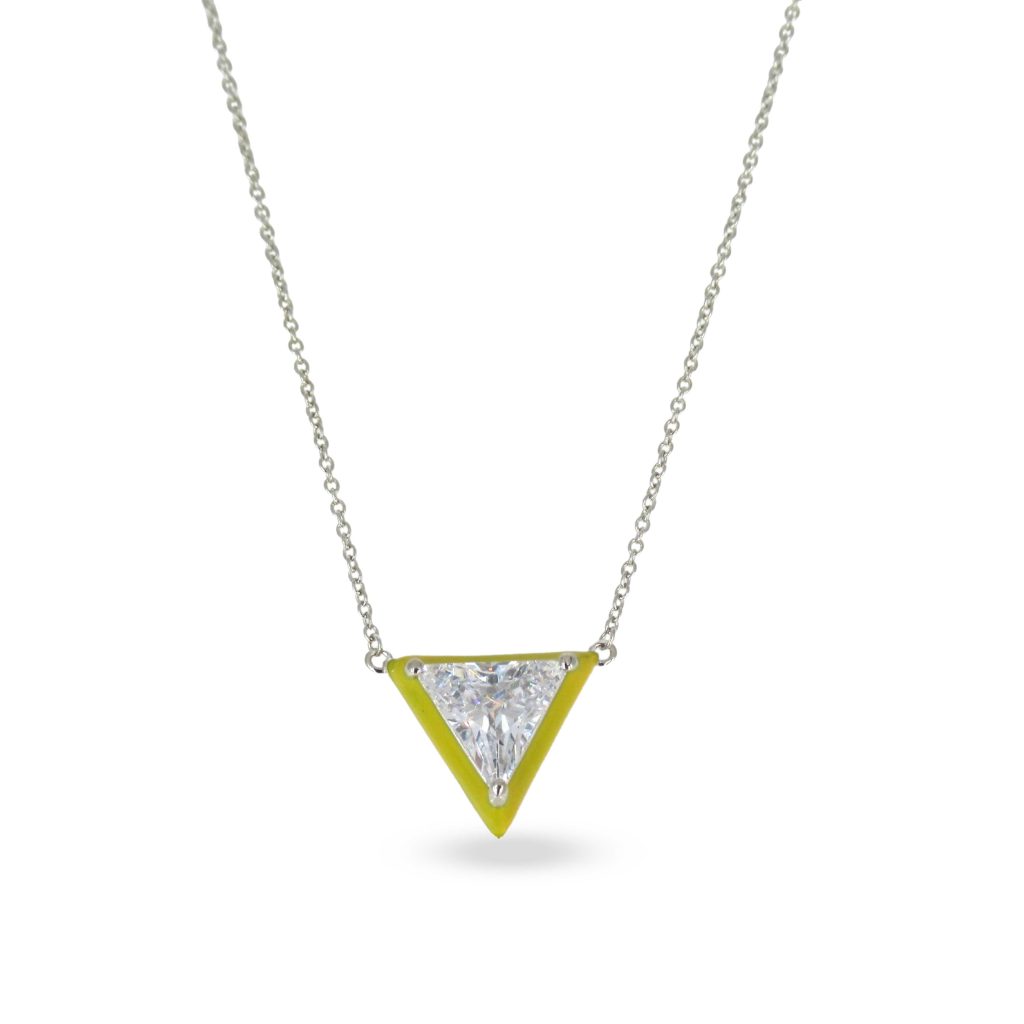 Yellow Triangle Pendent Silver Necklace