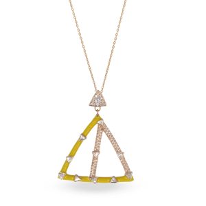 Rose Gold Triangle Enamel Long Necklace