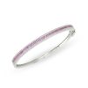 Fuchsia Pink Baguette Silver Bracelet