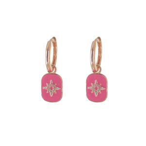 Electra Enamel Rose Hoop Earring