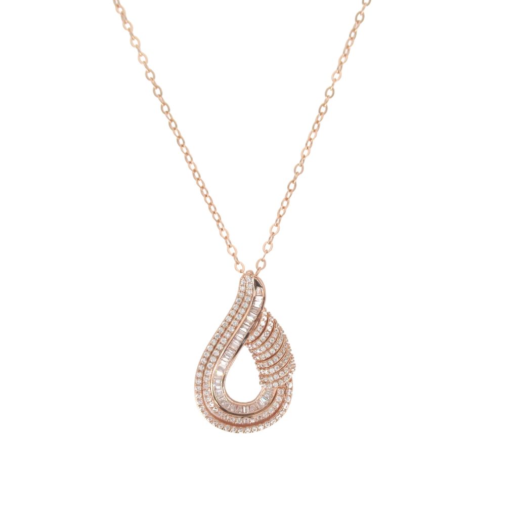 Rose Gold Water Drop Silver Necklace