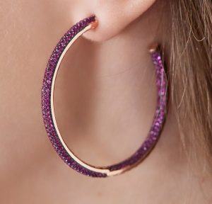 Pink Rose Hoop Earring