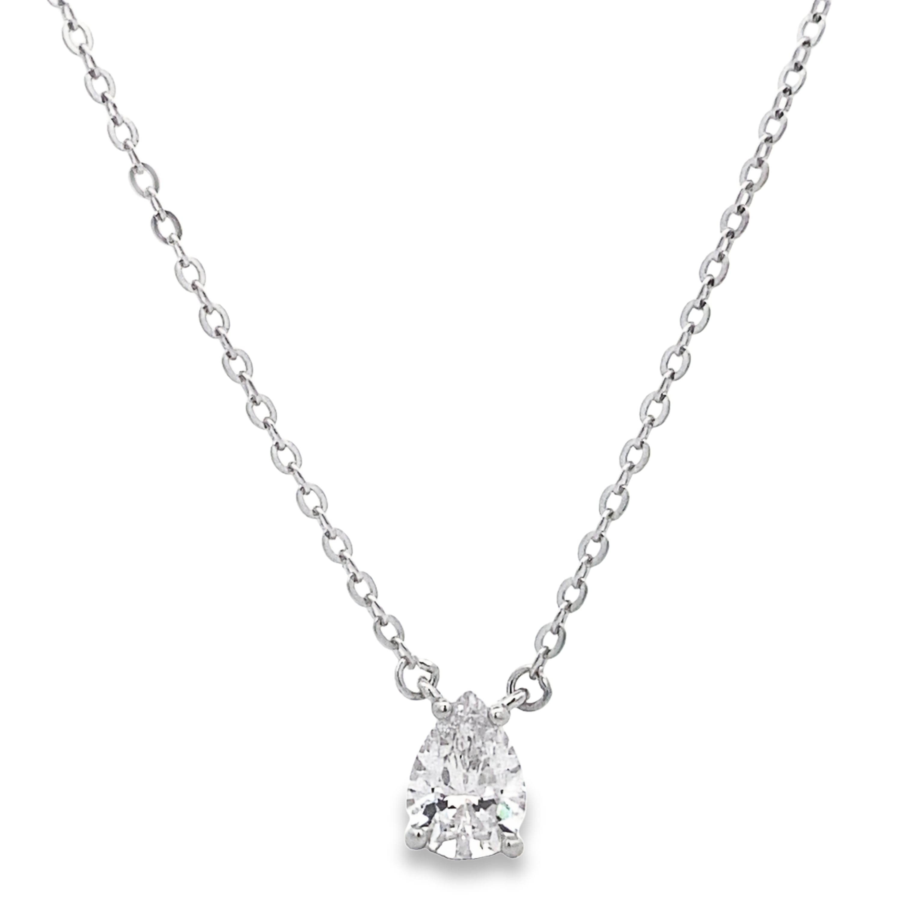 Elegant Pear-shape Silver Necklace
