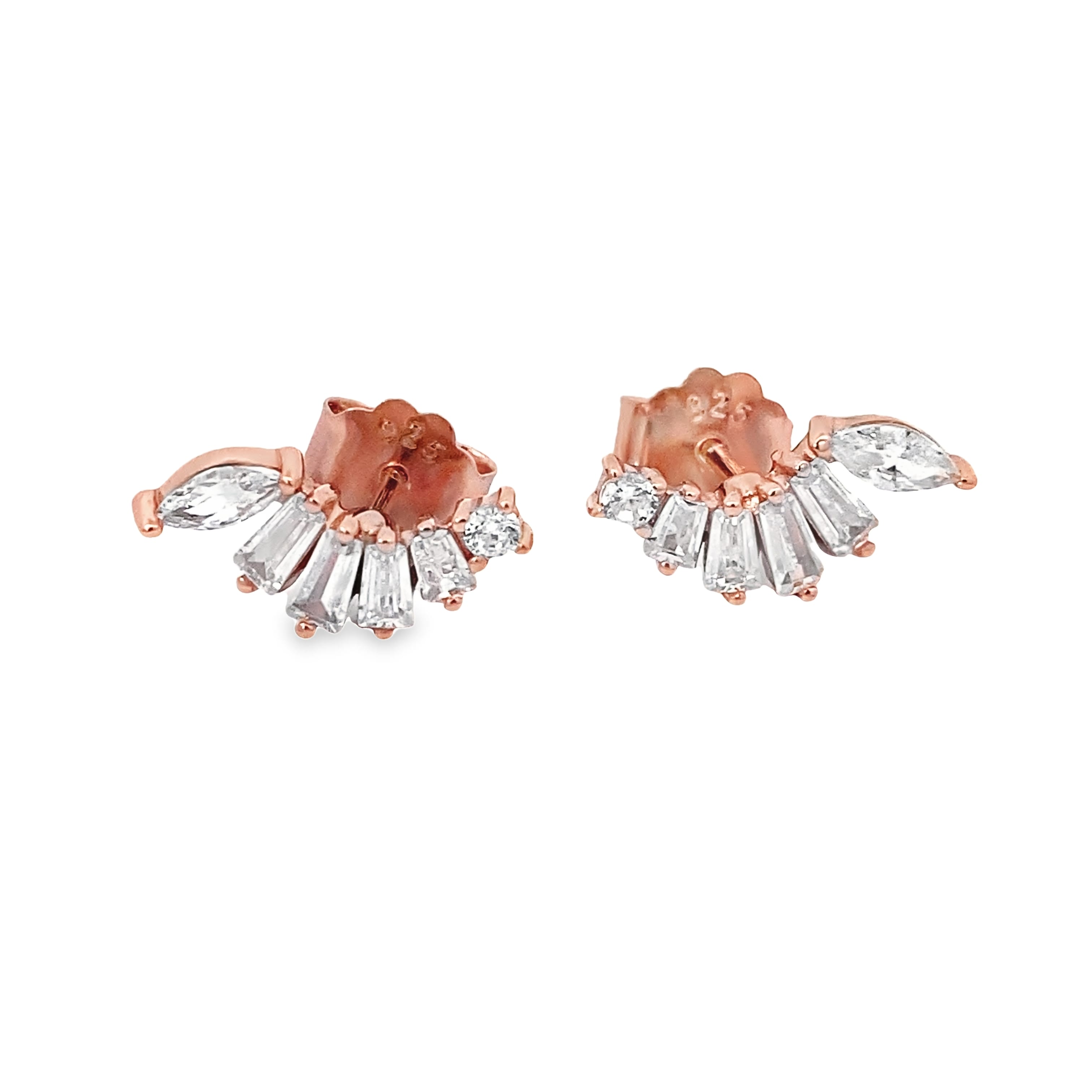 Baguette Rose Stud Earrings