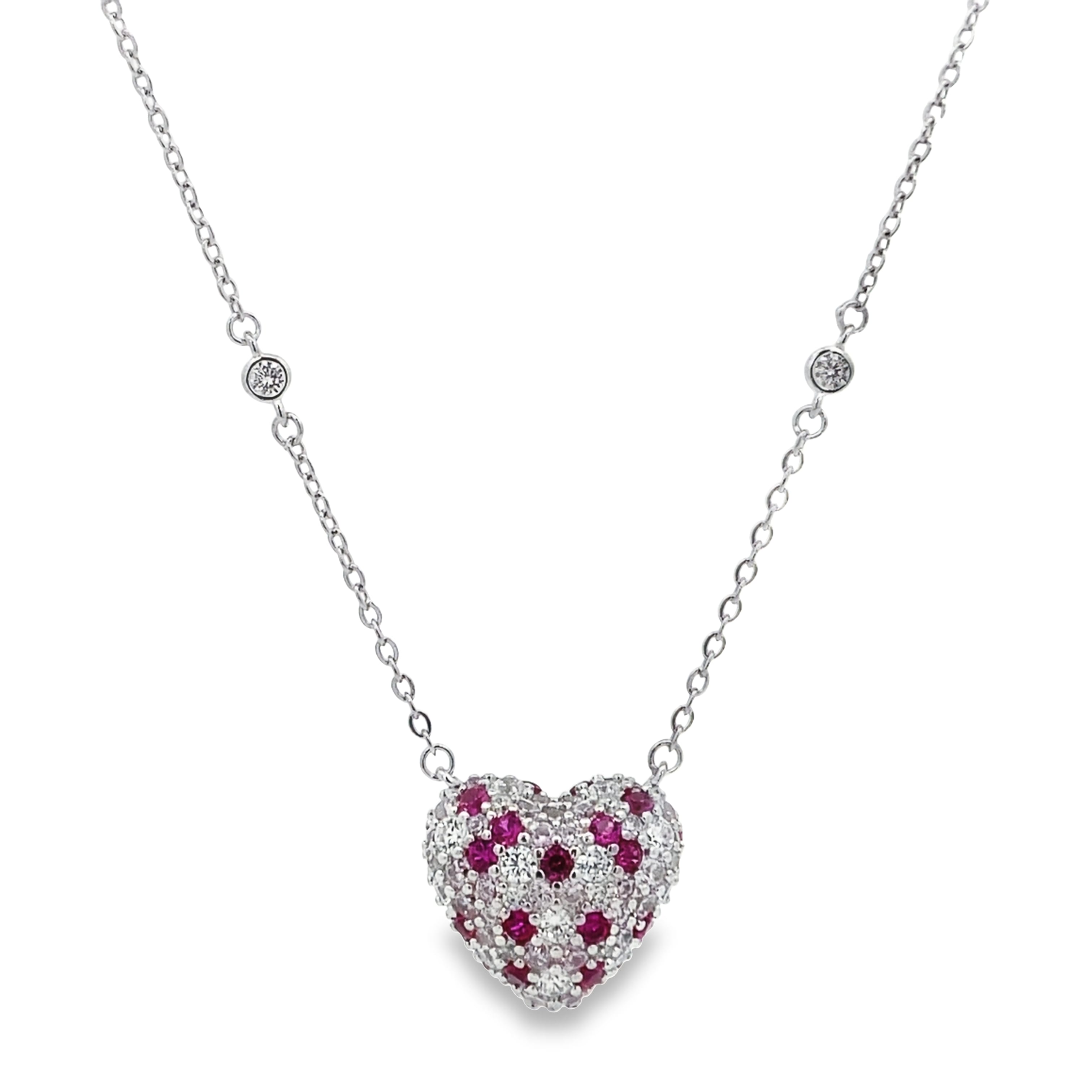 Sparkling Heart Silver Necklace