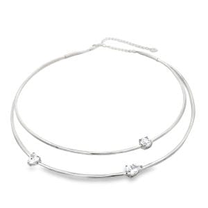 Double Halo Silver Necklace