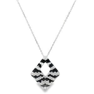 Paved Black Silver Necklace