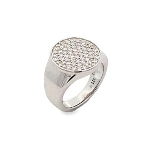 Paved Signet Pinky Ring