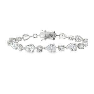 Pear Silver Bracelet (White)