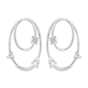 Double Halo Silver Earrings
