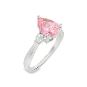 Pear Silver Ring (Pink)