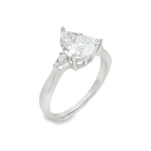 Pear Silver Ring (White)