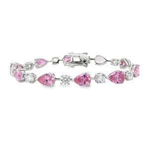 Pear Silver Bracelet (Pink)
