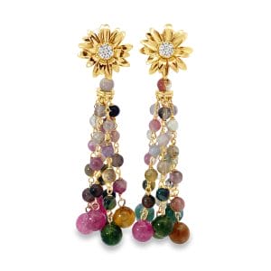 Sunflower Cascade Pearl Tassel Earrings