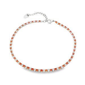 Tennis Orange Silver Anklet (2mm)