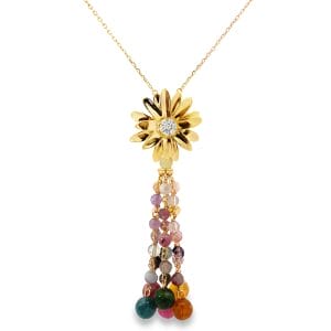 Sunflower Cascade Pearl Tassel Necklace (80cm)