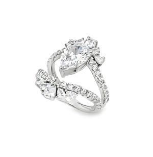 Crown Pear Silver Ring