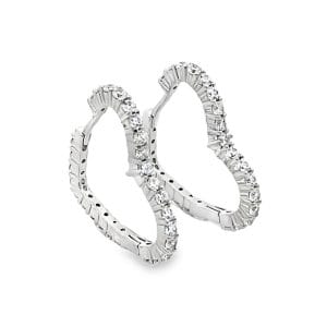 Open Heart Silver Hoop Earrings