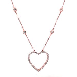 Open Heart Rose Long Necklace