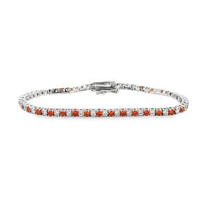 Tennis Orange Silver Bracelet (2.0mm)