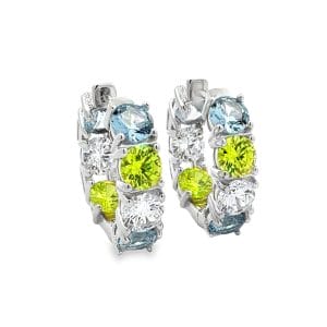 Tennis Multicolor Hoop Silver Earring
