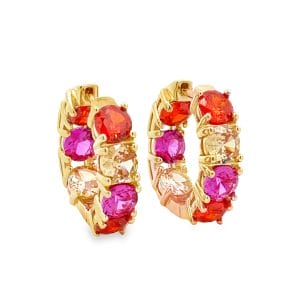 Tennis Multicolor Hoop Silver Earring