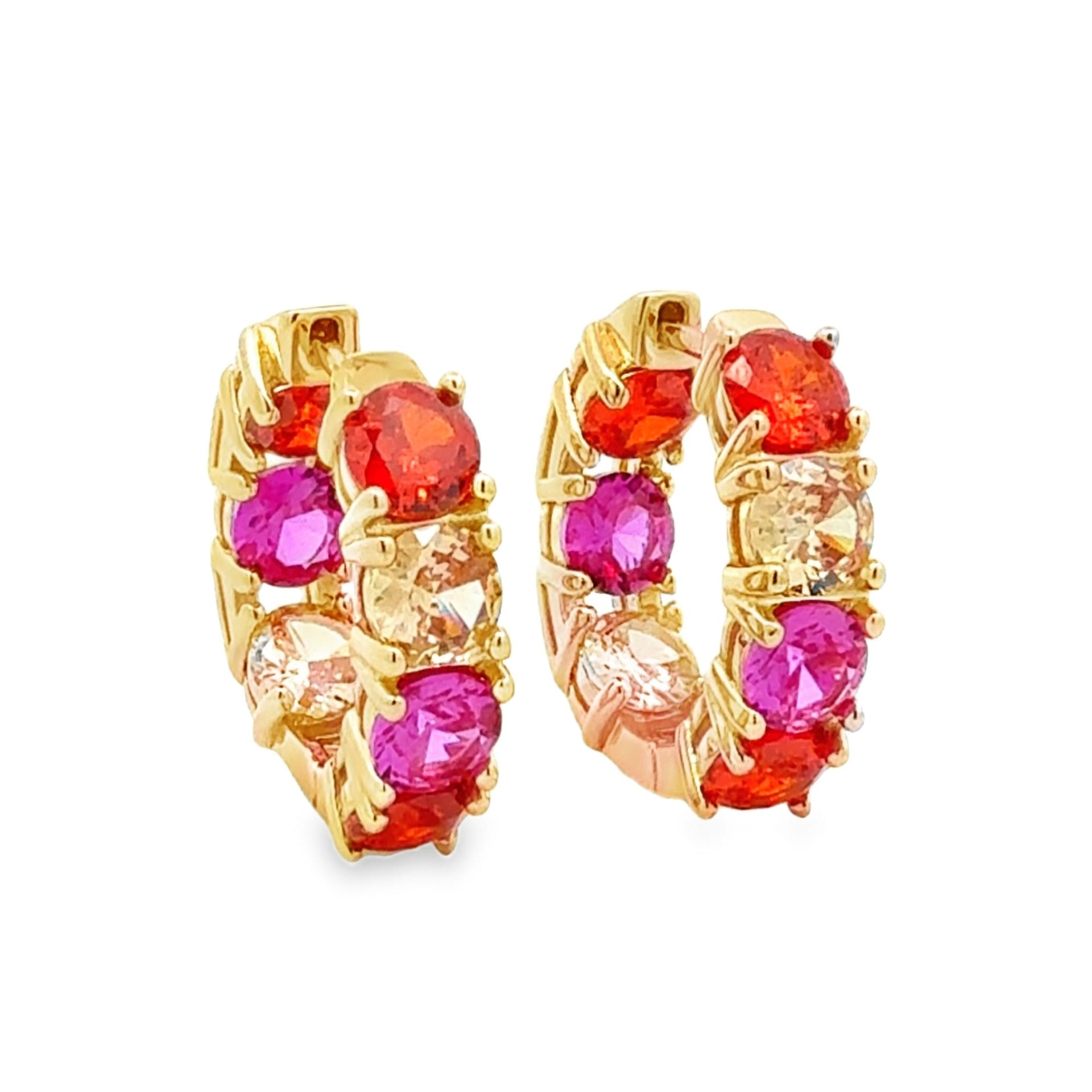 Tennis Multicolor Hoop Silver Earring