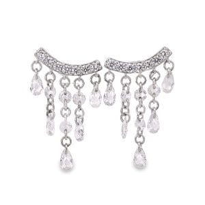 White Earrings Smile With Drops