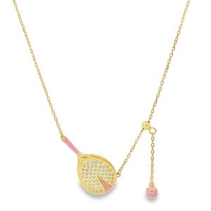 Enamel Necklace Padel White Pink