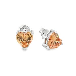 Heart Dark Champagne Stud Earrings