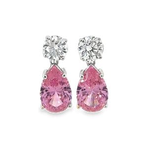 Pear Flora Pink Drop Earrings