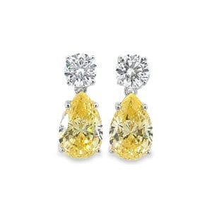 Pear Flora Yellow Drop Earrings